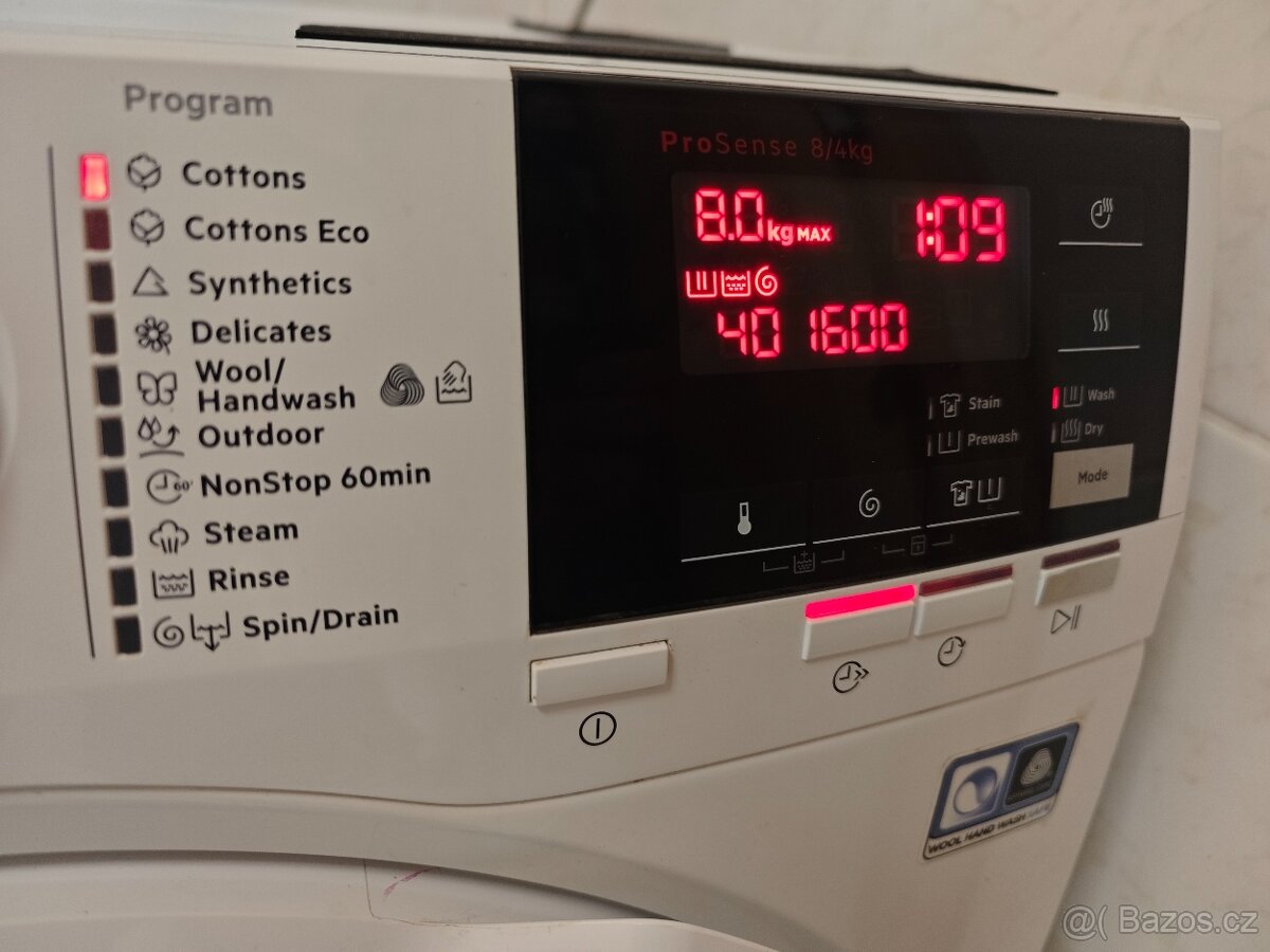 Prodáno AEG 8kg/4kg 1600ot. parní, pračkosušička