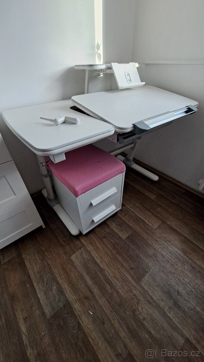 Dětský rostoucí psací stůl VITRO bílo-šedý