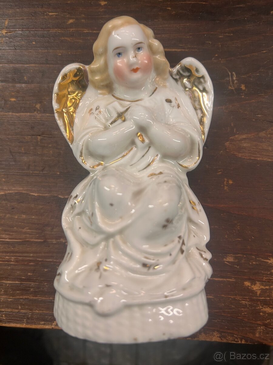 Anděl ochranitelský porcelán starý