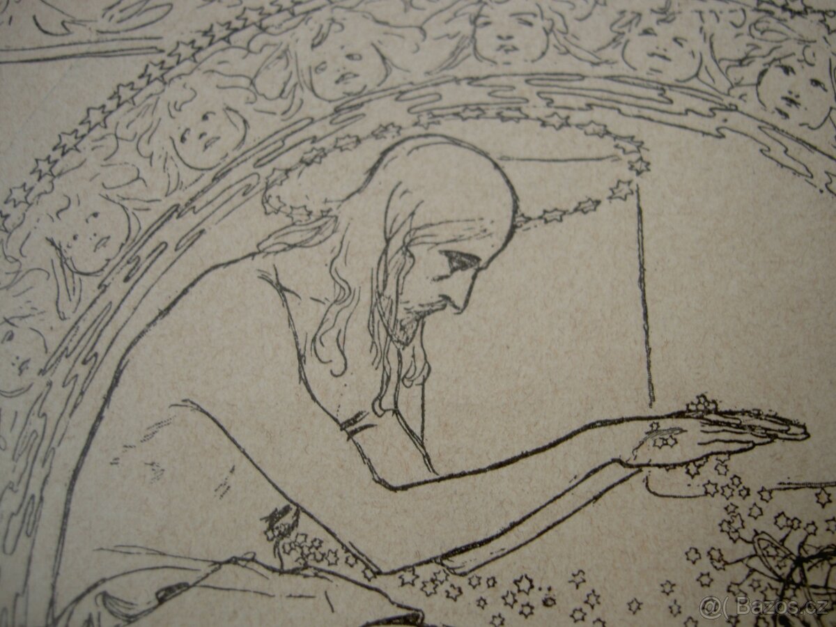 ALFONS MUCHA - Easter Memorandum original. 1898