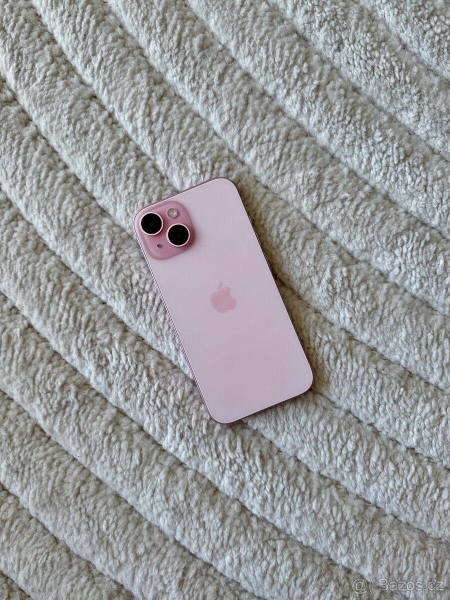 ZÁNOVNÍ APPLE IPHONE 15 128GB RŮŽOVÝ-BATERIE 100%-ZÁRUKA