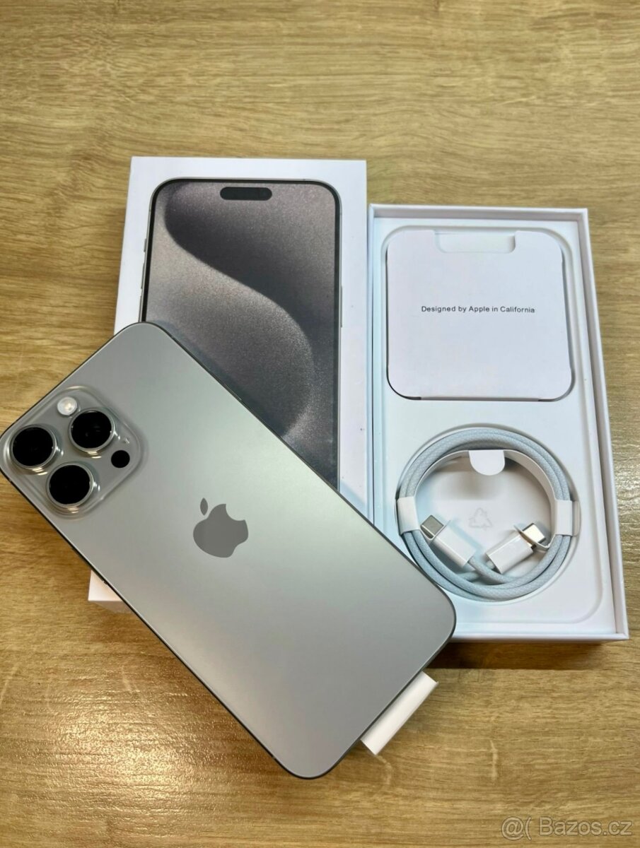 iPhone 15 Pro Max Natural Titanium BATERIE 100% TOP