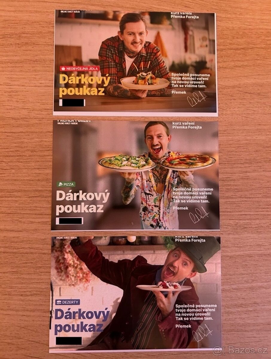 🎁 3× Dárkový poukaz na online kurzy vaření Přemka Forejta