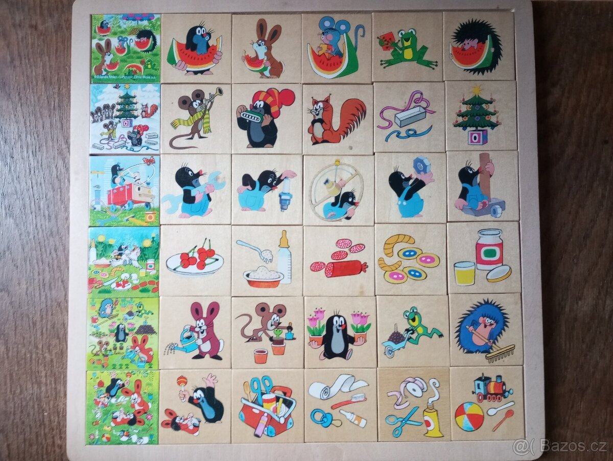 Dřevěné velké puzzle Krteček top stav