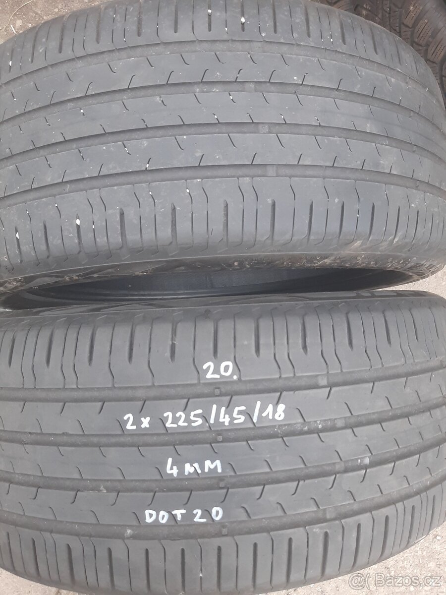 2 x letni pneu r18 225/45/18 CENA 1000,- ZA OBĚ