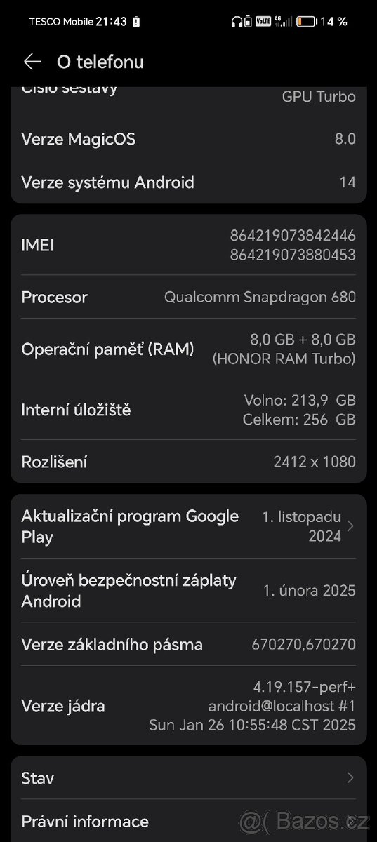 Honor x8b 256g 8+8 gram