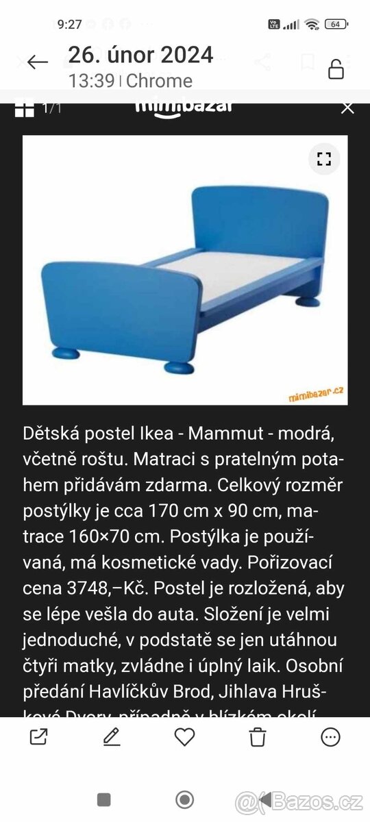 Dětská postel Ikea mammut