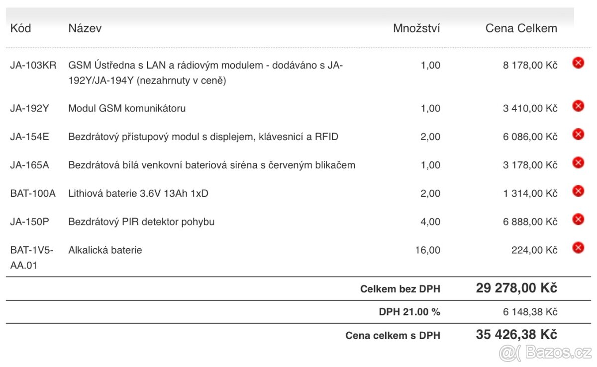 Alarm JABLOTRON 100+ celá sestava - levně