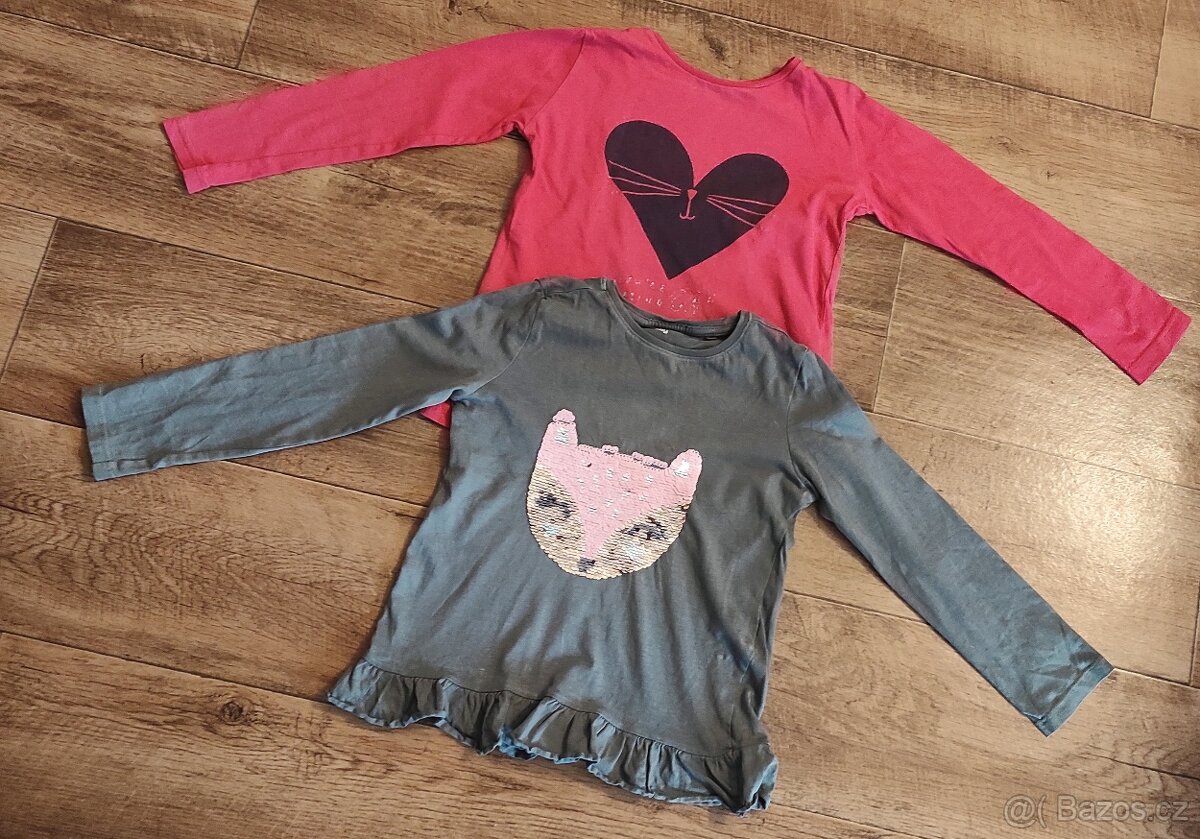 Set dívčí trička s dlouhým rukávem vel.110
