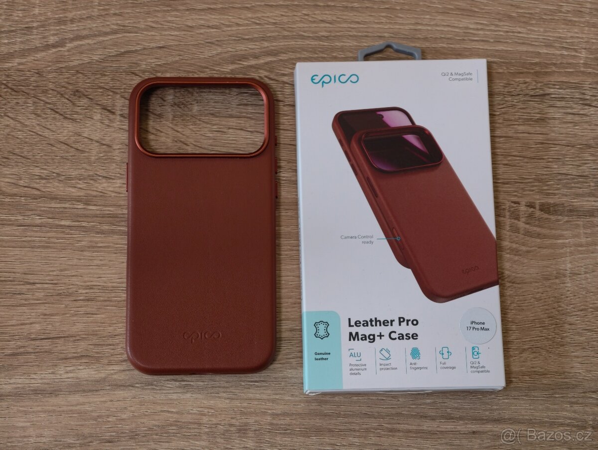 Kožený kryt Epico Mag+ pro iPhone 17 Pro Max se zárukou