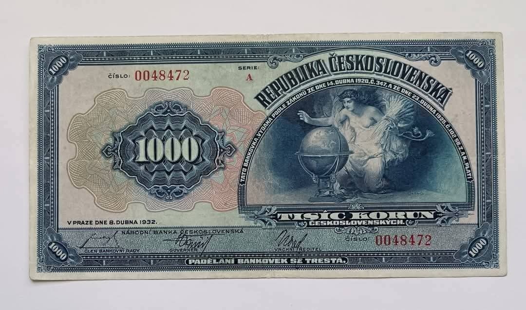 1000 Kč 1932 Neperforovaná - Vzácná
