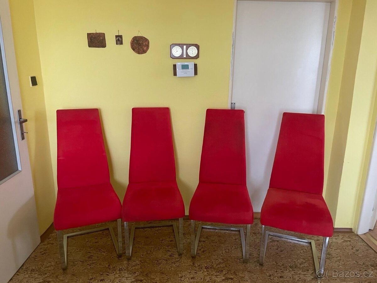 4x chromová houpací židle