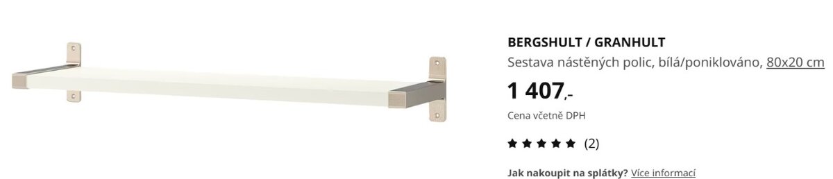 Prodám nerez držáky na police IKEA 20 cm, 400 Kč