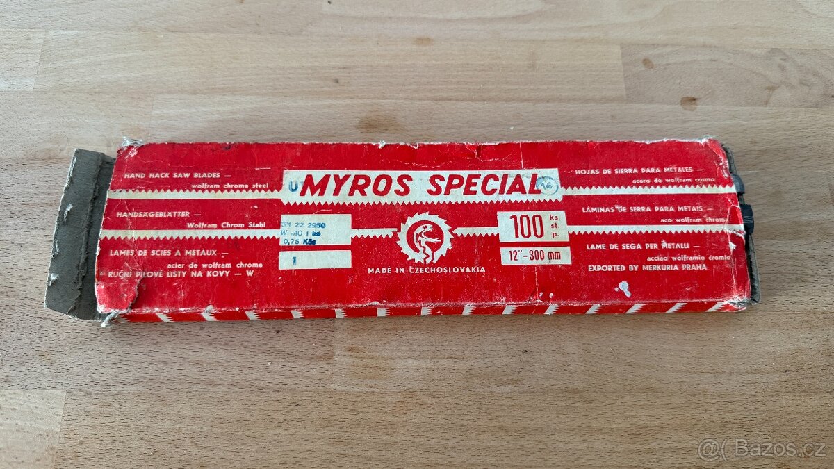 Pilové listy na kov MYROS SPECIAL - cca 80 ks, ČSSR, 300 mm