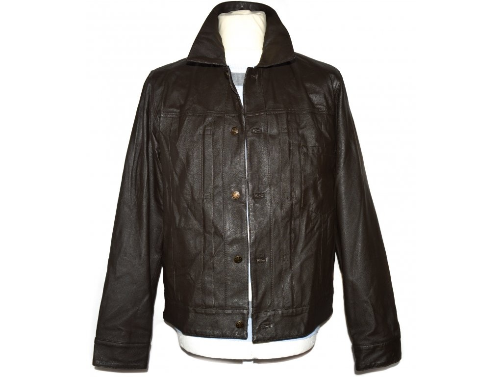 100% KOŽENÁ pánská hnědá měkká bunda UNION RIVER