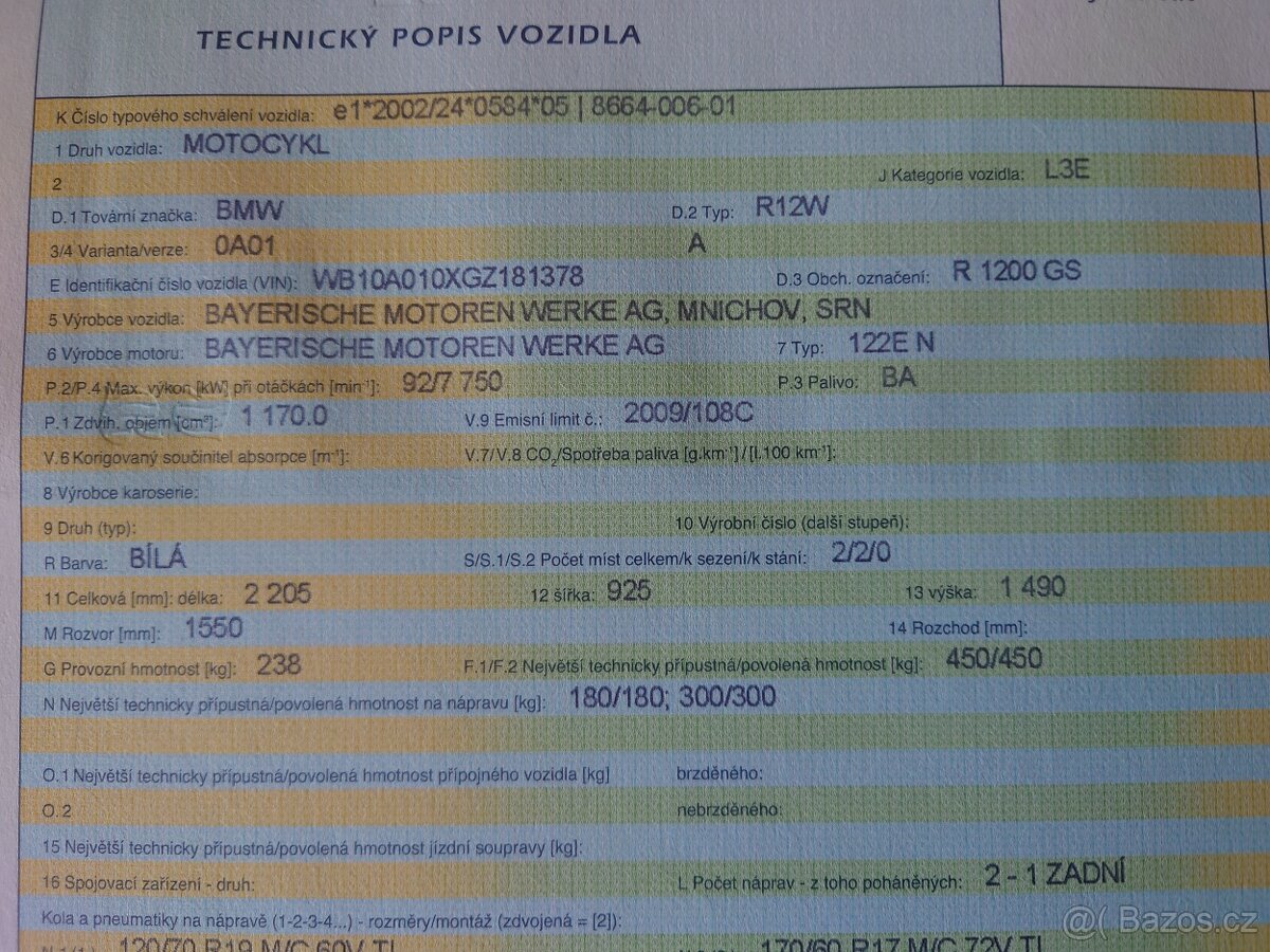 BMW R1200GS nové ČR servis