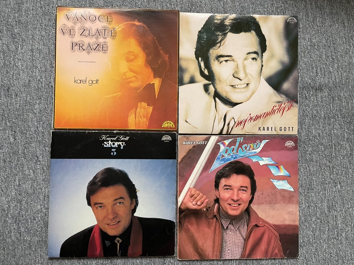 4x LP desky Karel Gott, 1x SP + originální plakát