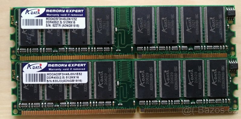 2 ks RAM DDR2 0,5 GB A-DATA