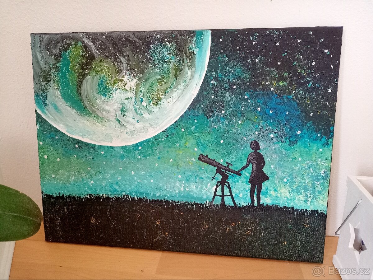 Obraz ručně malovaný, akrylové barvy - Astro dívka