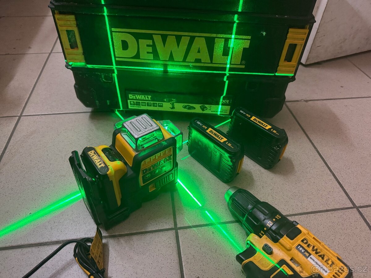 Aku Set deWALT dcd777+dce089g 3x360° laser zelený