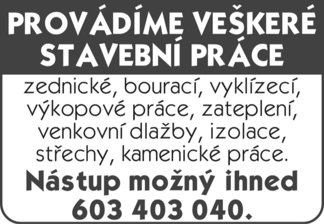 Parta provádí veškeré stavební práce