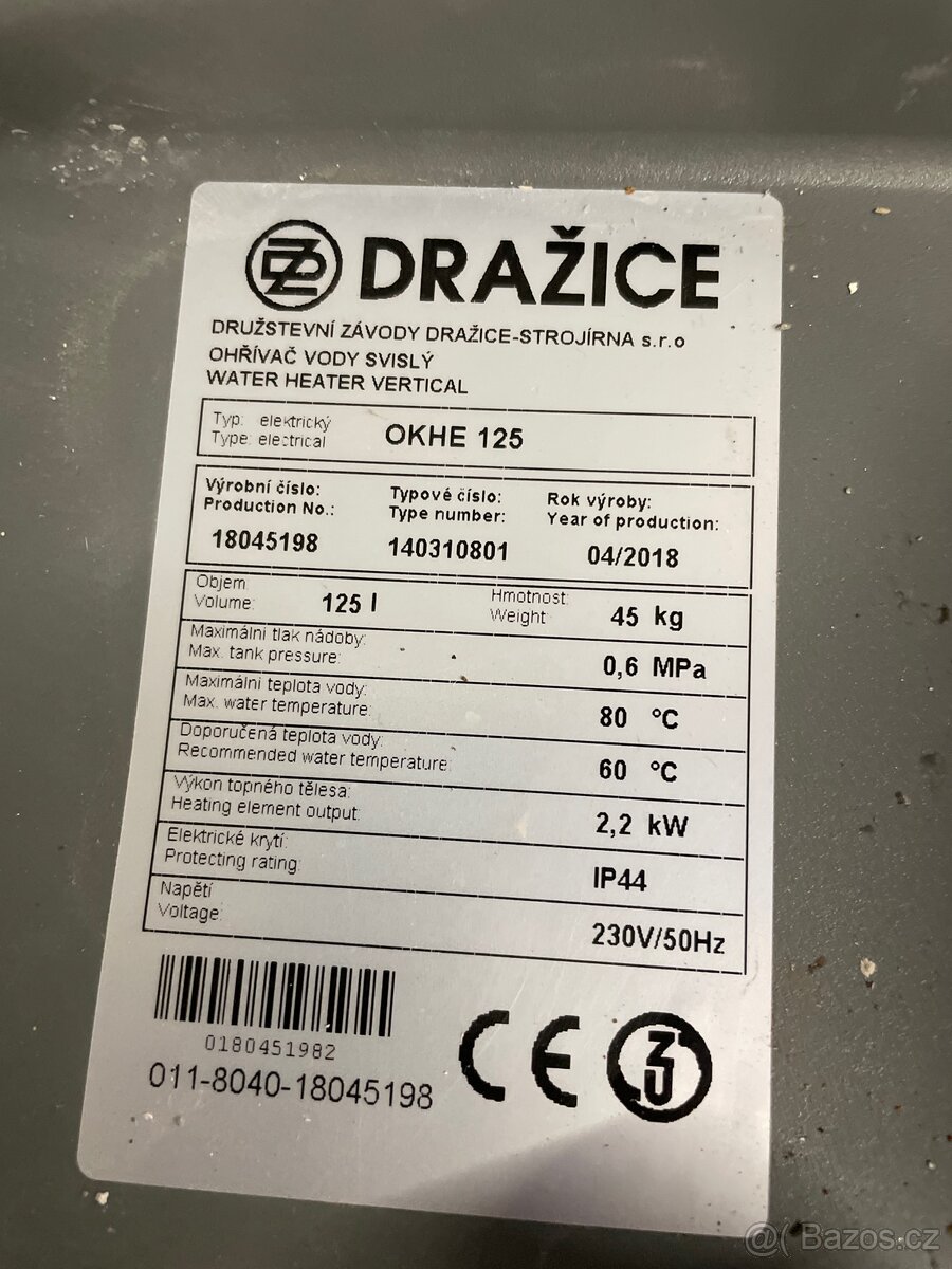 Bojler Dražice 125l