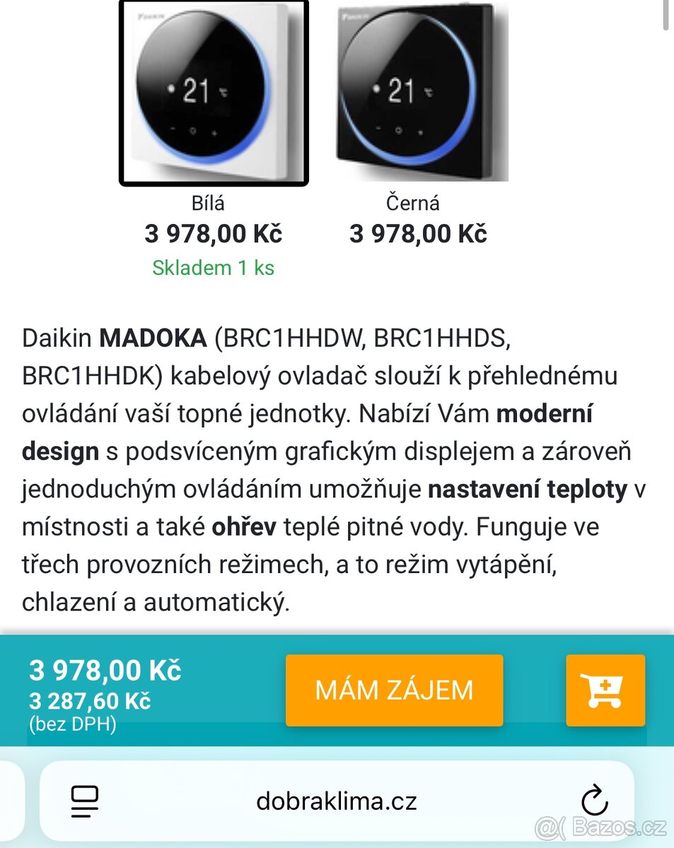 Ovladač Daikin Madoka