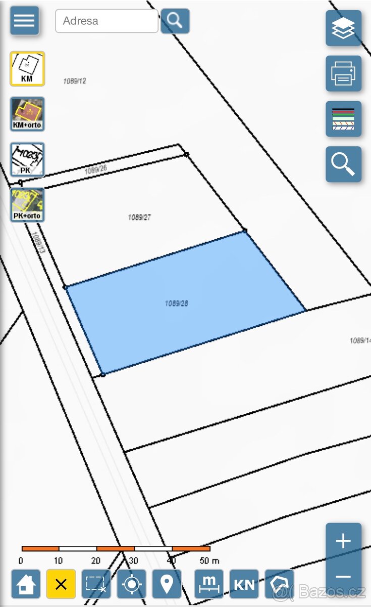 Prodej stavebního pozemku 1305m2 v Bělušicích (2605Kč/m2)