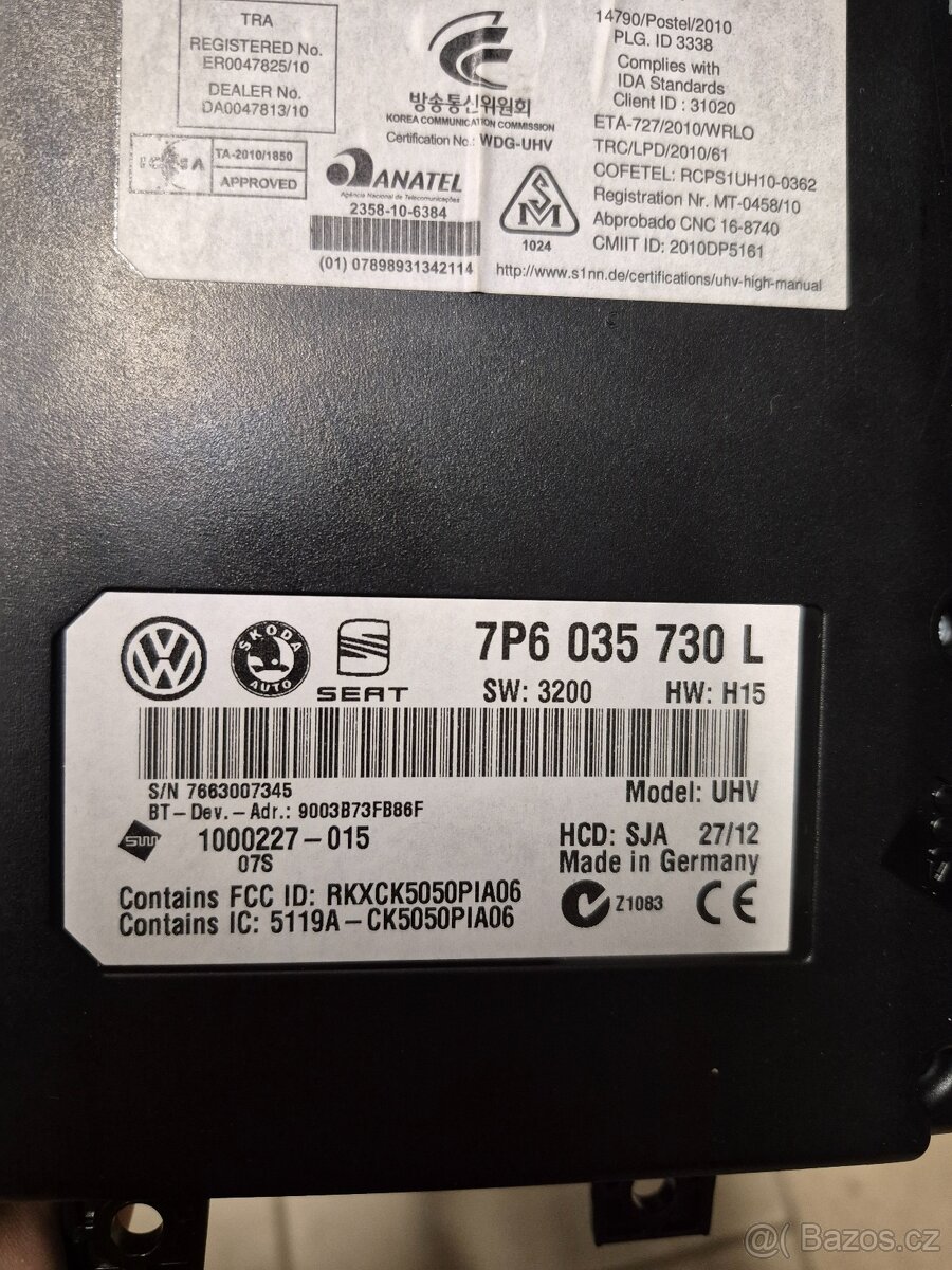Prodam Bluetooth jednotku VW k RCD510/310 atd