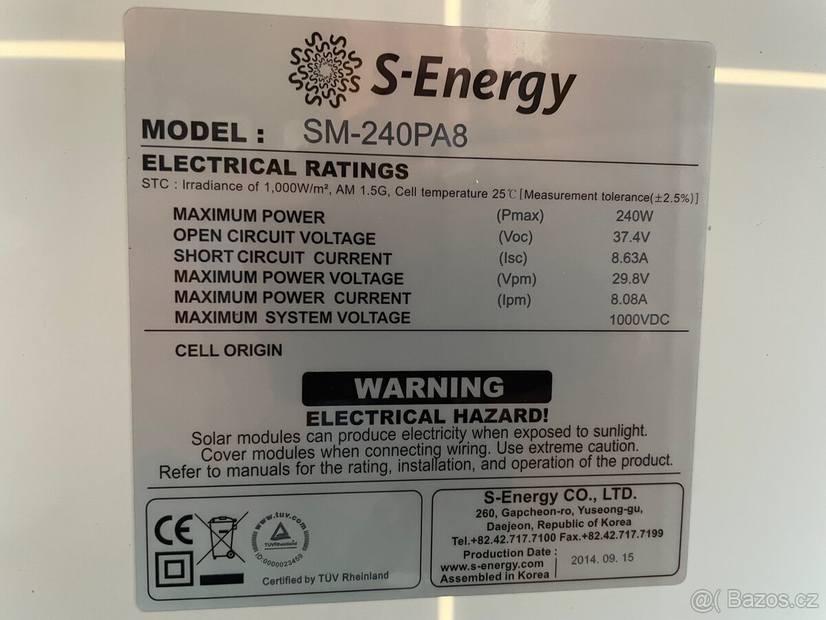 Fotovoltaické panely 240 W