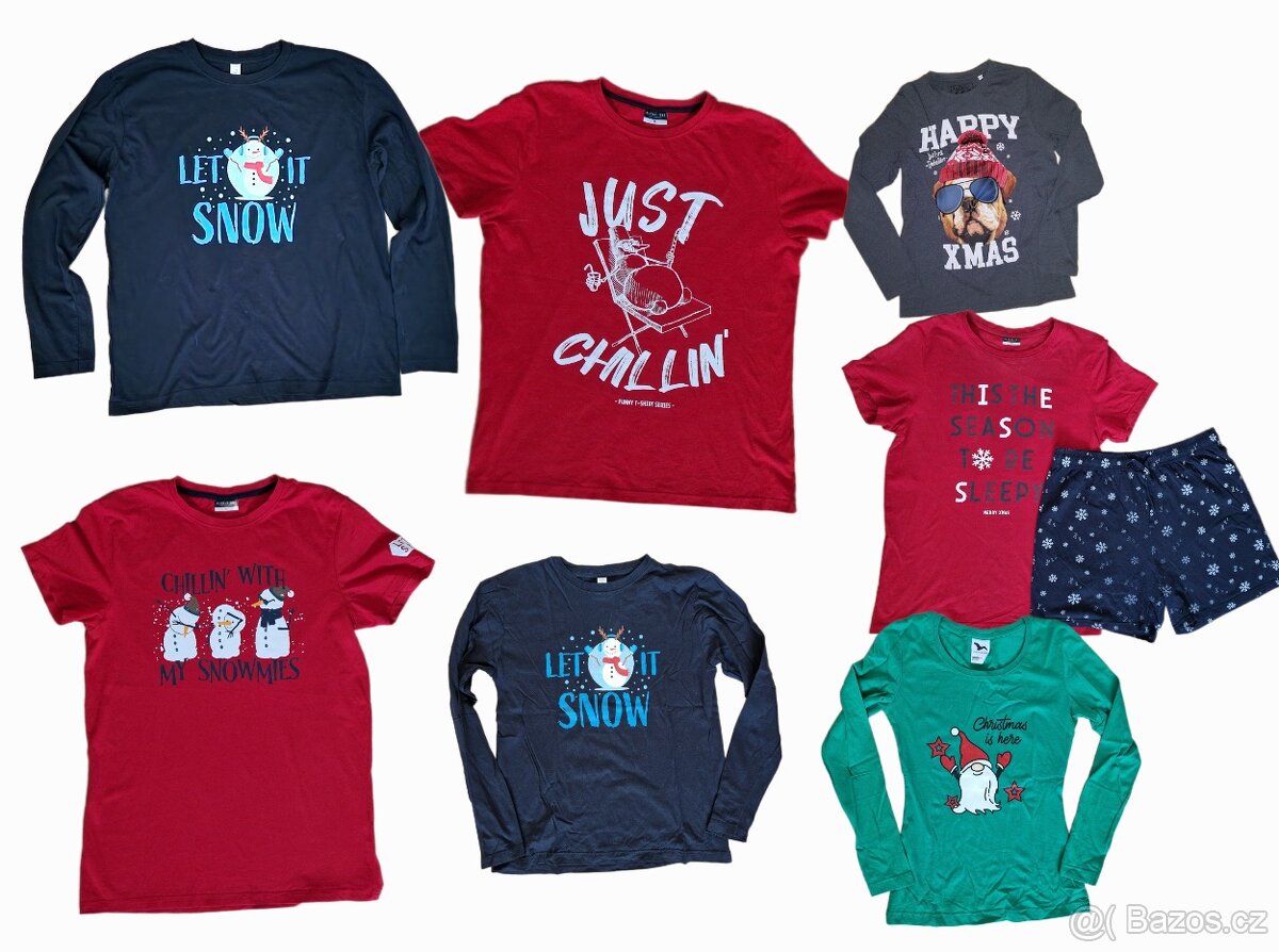 Vánoční bavlněná trička a pyžamo