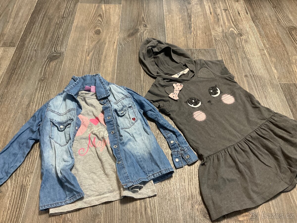 Riflová košile 98 Kočičkové šaty H&M