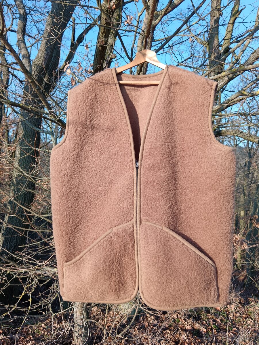 Vlněná vesta s velbloudí a ovčí vlnou 5xl