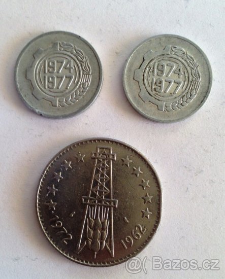 Mince Alžír 5 dinár,20 Cen.,10 Cen.(2x),5 Cen.(2x)