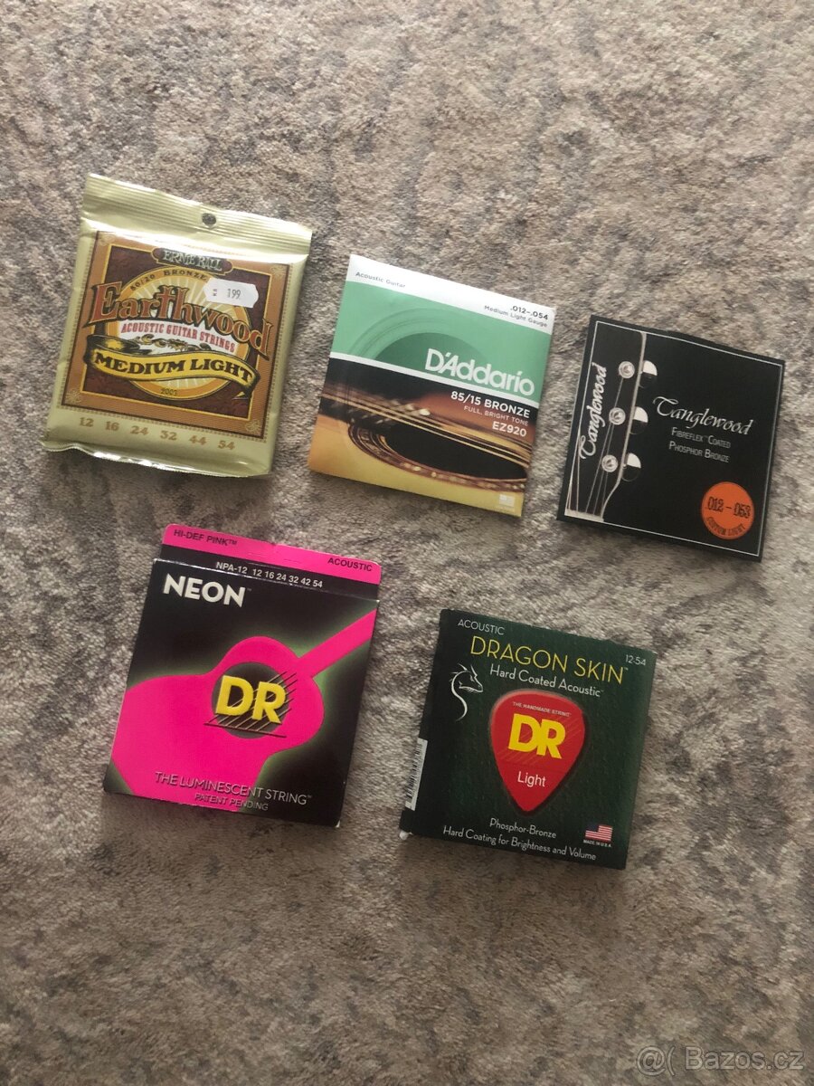 Prodám struny - akustická kytara v tvrdosti .12