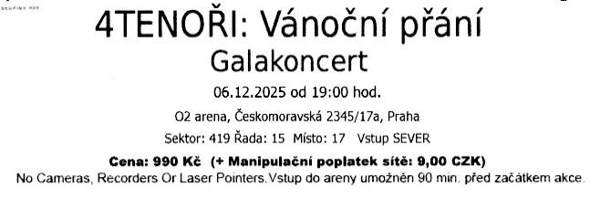 Vstupenka 4TENOŘI v O2 aréně