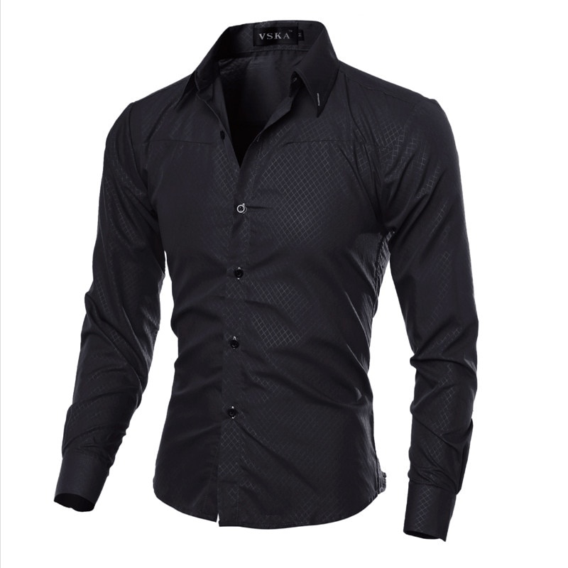 Společenská košile pánská černá se vzorem, velikost M-L