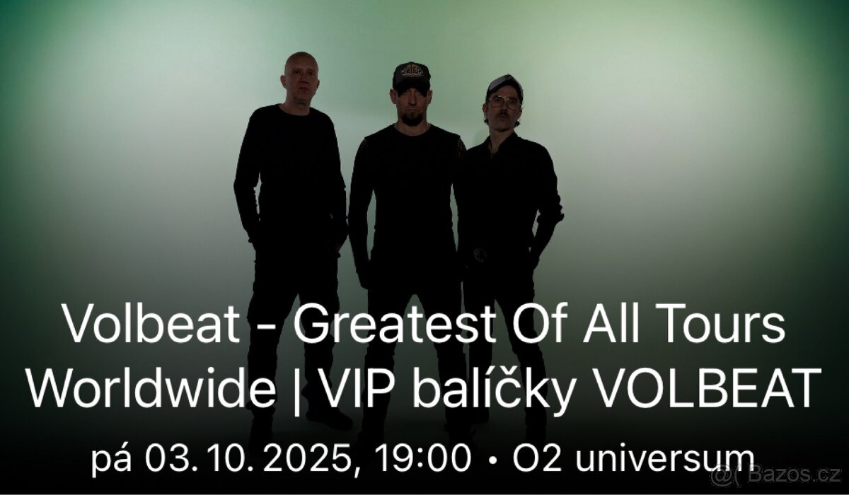 Volbeat - 2x VIP vstupenky + parkování