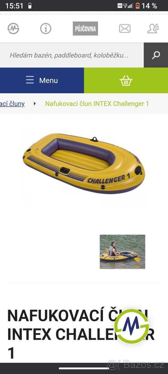 Nafukovací člun Challenger 1 s padly