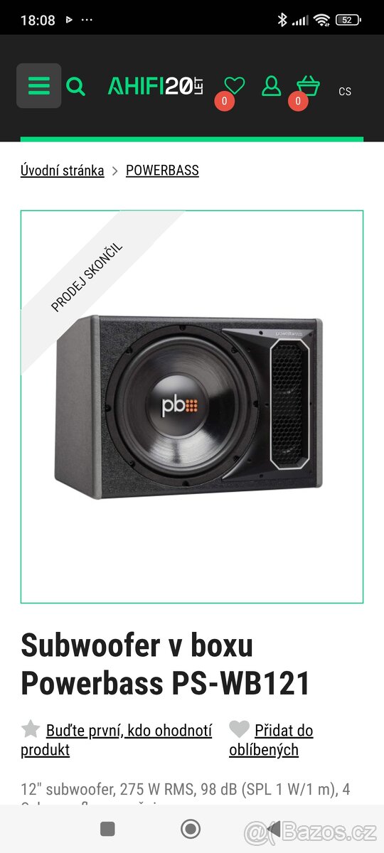 Prodám subwoofer powerbass