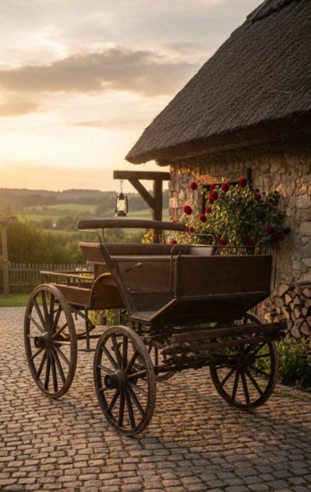 Historický dřevěný kočár / bryčka