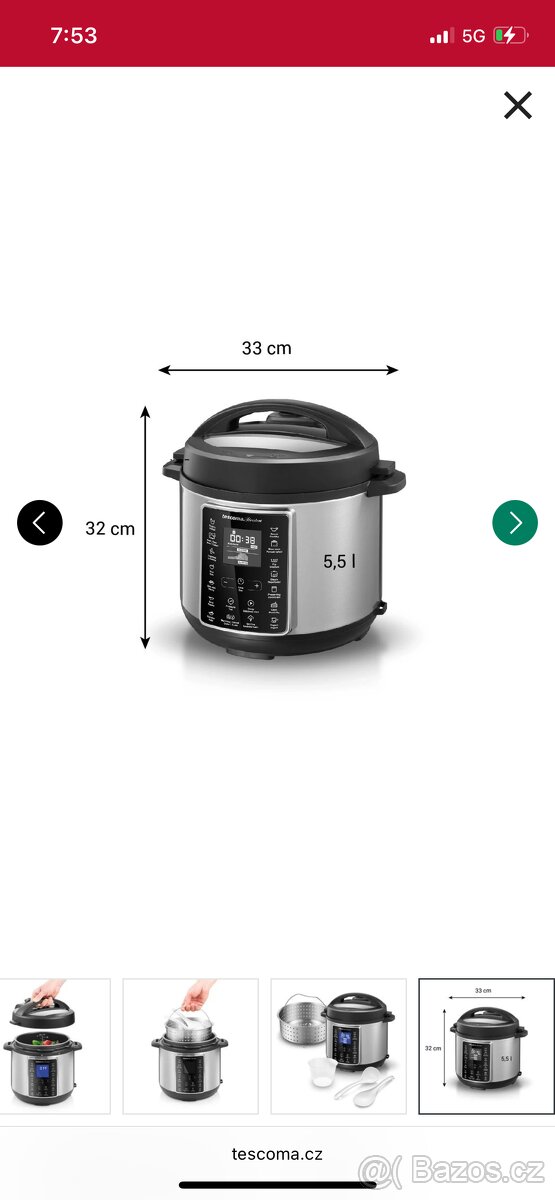 Elektrický tlakový hrnec PRESIDENT 5,5 l, multifunkční