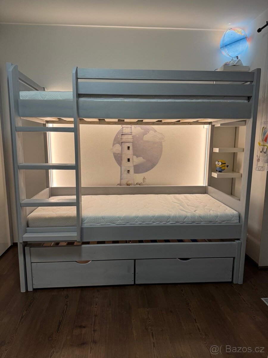 Patrová postel 90/90/200cm 4cm masiv