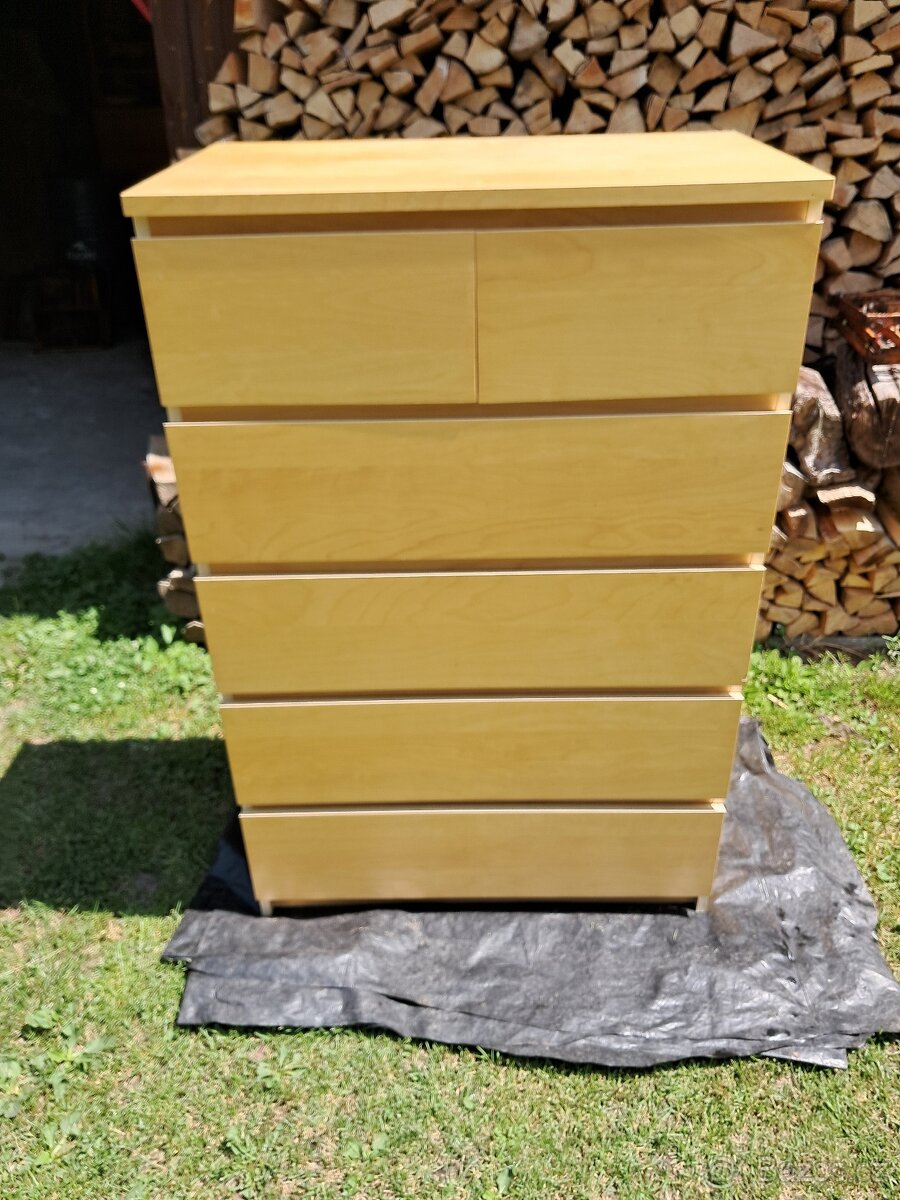 2x Ikea komoda Malm bříza 6 zásuvek