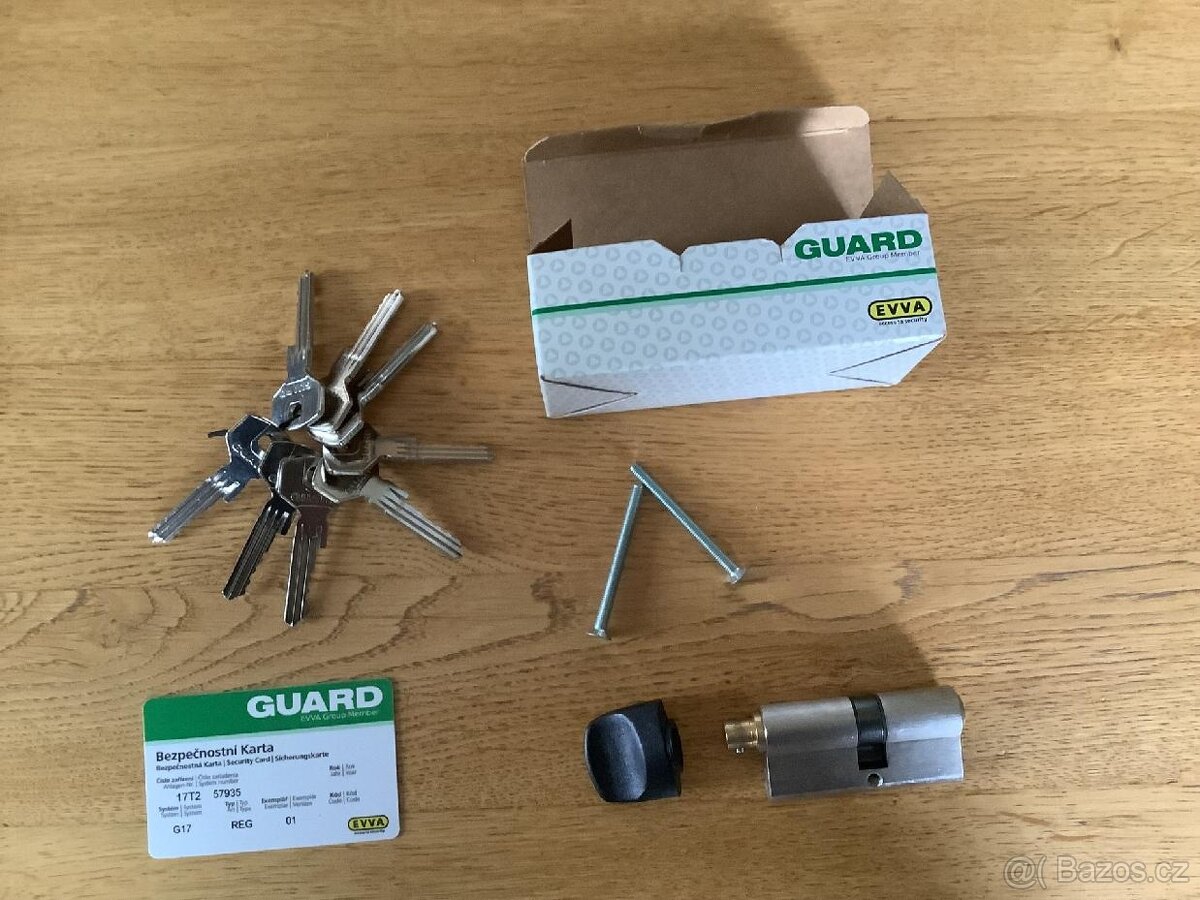 Bezpečnostní oboustranná cylindrická vložka GUARD + karta