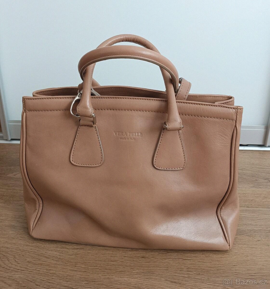 Elegantní dámská kožená kabelka - tote - růžovo béžová - Ver