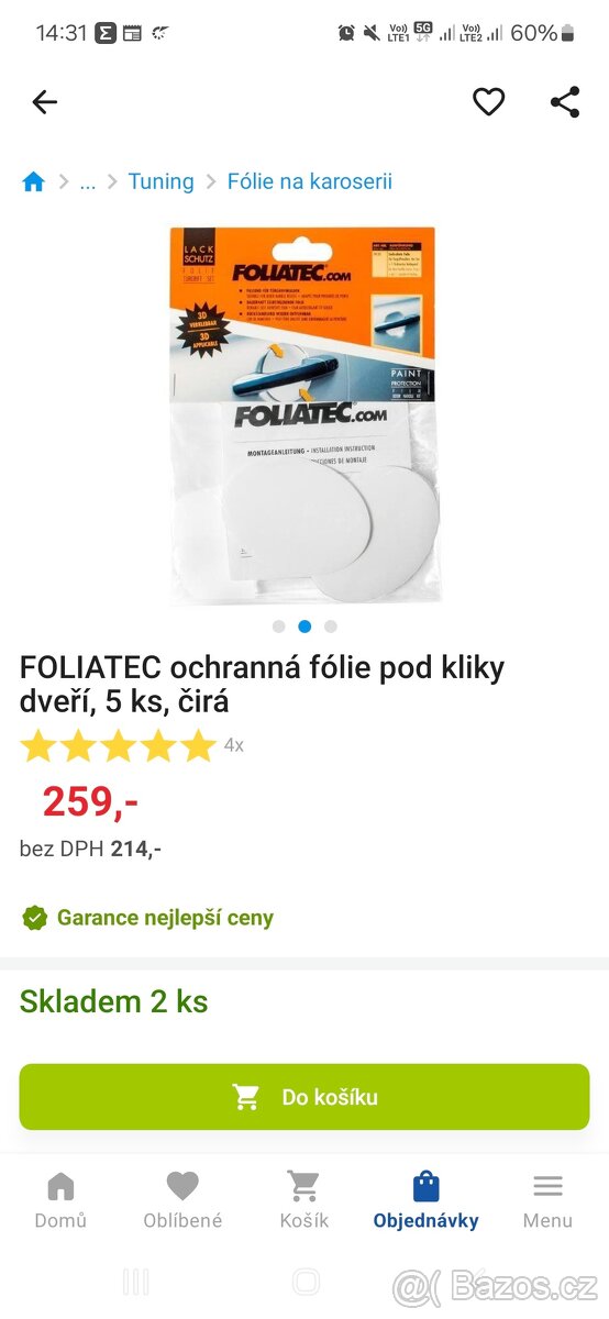 FOLIATEC ochranná fólie pod kliky dveří