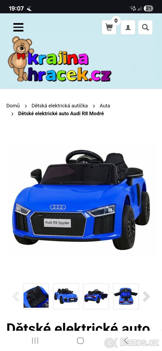 Elektrické autíčko audi r8 spyder