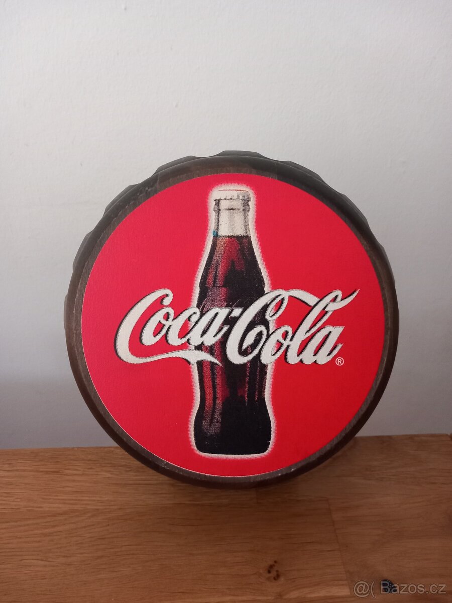 Velký dřevěný barový otvírák Coca Cola