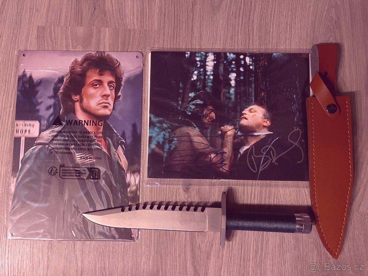 RAMBO: První krev S.Stallone & B.Dennehy autogram_ nůž Rambo